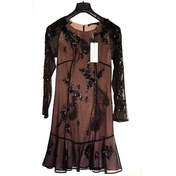 Karen Millen Black Lace Appliqué Sheer Mesh Dress - Picture 4 of 4
